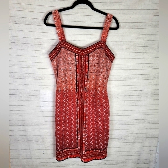 WHBM GEOMTRIC PRINT SATIN CHEMISE DRESS, SZ MEDIUM - Picture 1 of 15